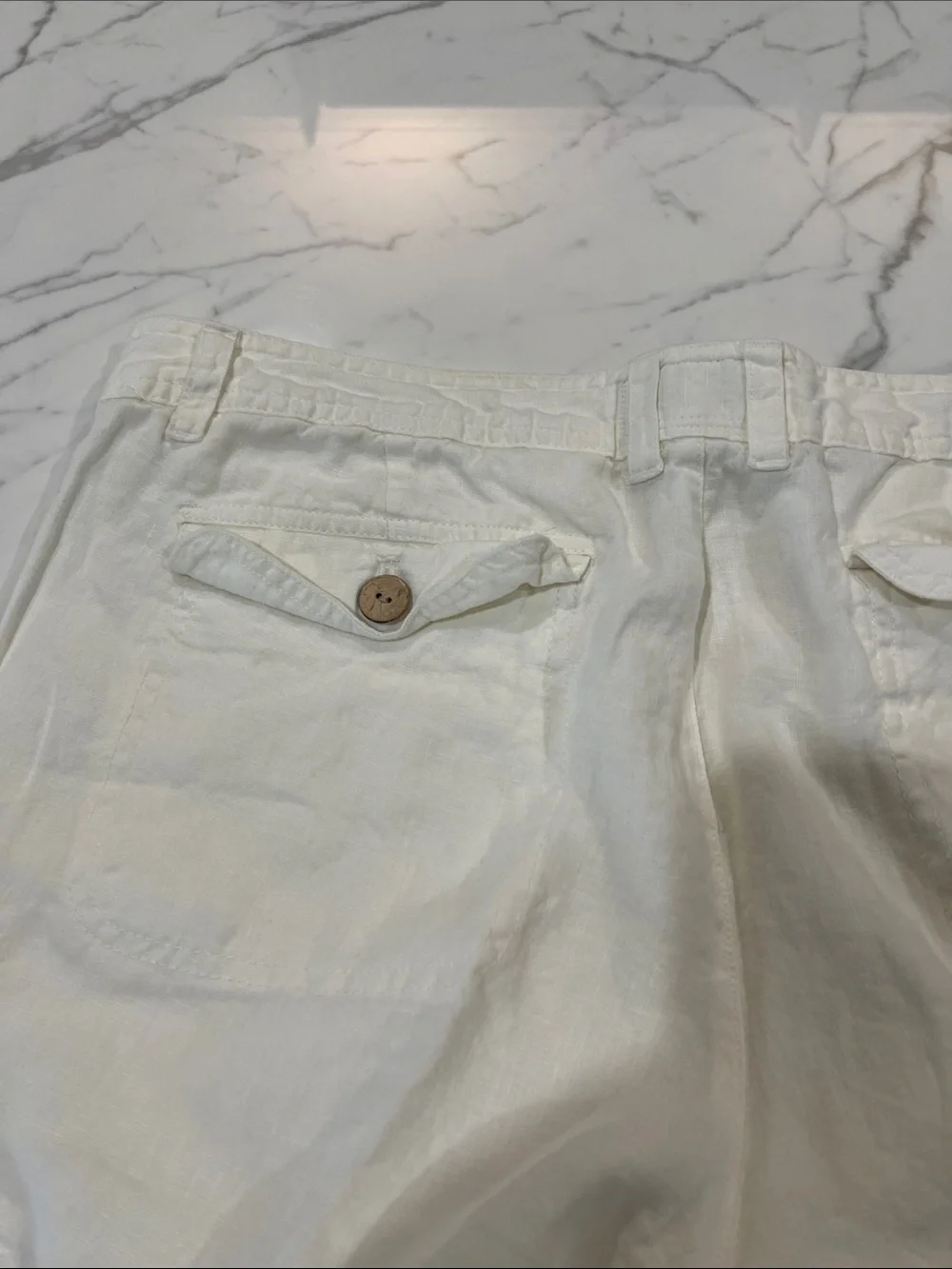 Banana Republic Organic Linen White Straight Leg Pants